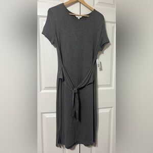 Time And Tru Women’s Soft Knit Midi Dress Gray Belted NWT (12/14) L
